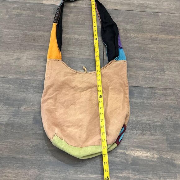 Vintage 90s Hippie Baba Boho Patchwork Crossbody Messenger Bag Buttefly One Size - Picture 7 of 7